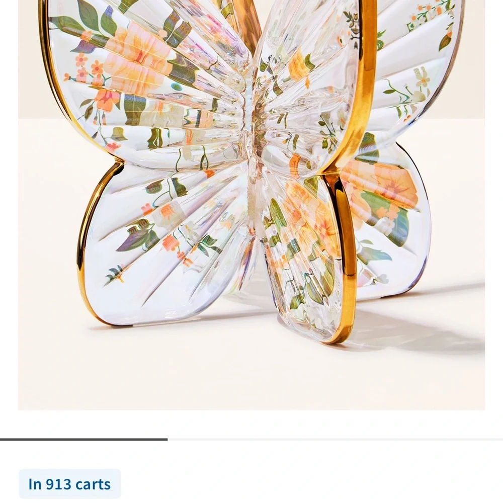 NEW BBW BEAUTIFUL ETCHED BUTTERFLY 3 WICK CANDLE PEDESTAL